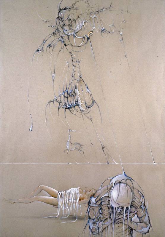 ANGST VOR DEM TOD II – TRÄUME - Zeichnung, 100x70 cm, 1986