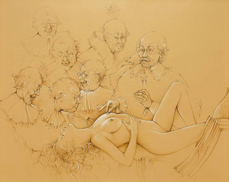 LEHRER DER ANATOMIE (REMBRANDT) II - Mischtechnik auf Leinwand, 90x100 cm, 2005