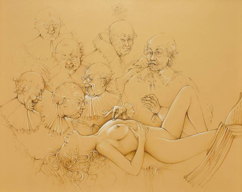 LEHRER DER ANATOMIE (REMBRANDT) II - Mischtechnik auf Leinwand, 90x100 cm, 2005