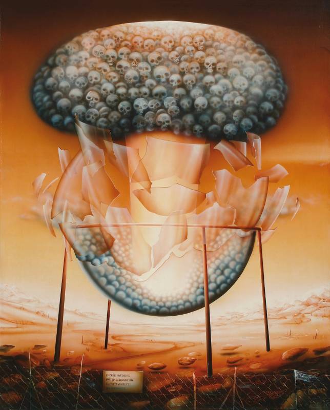 EINTRITT VERBOTEN - Mischtechnik auf Leinwand, 100x80 cm, 1979