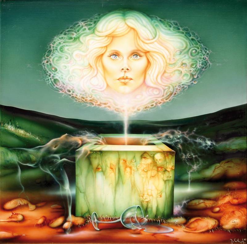 DER GIFTIGE BRUNNEN - Acryl auf Leinwand, 60x60 cm, 1986