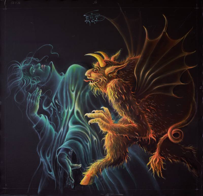 MEPHISTO&FAUST - Acryl auf Leinwand, 90x90 cm, 2020