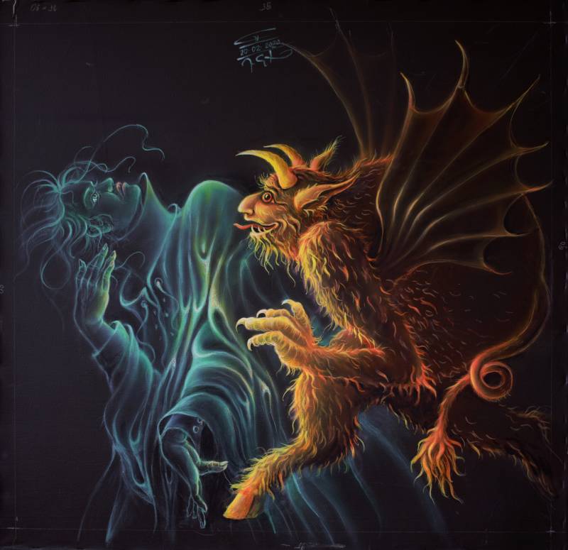 MEPHISTO&FAUST - Acryl auf Leinwand, 90x90 cm, 2020