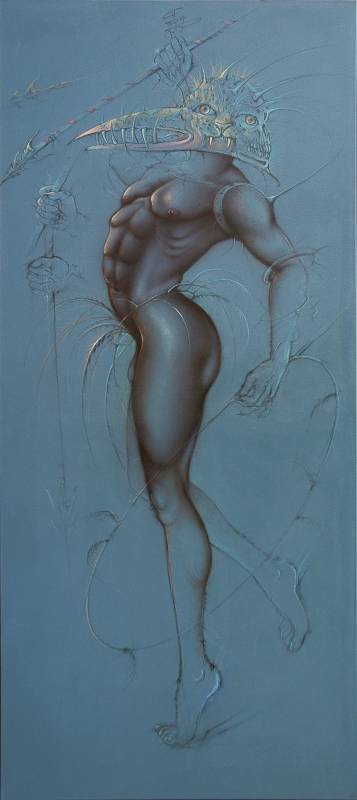 DER KRIEGER - Mischtechnik auf Leinwand, 200x100 cm, 2007