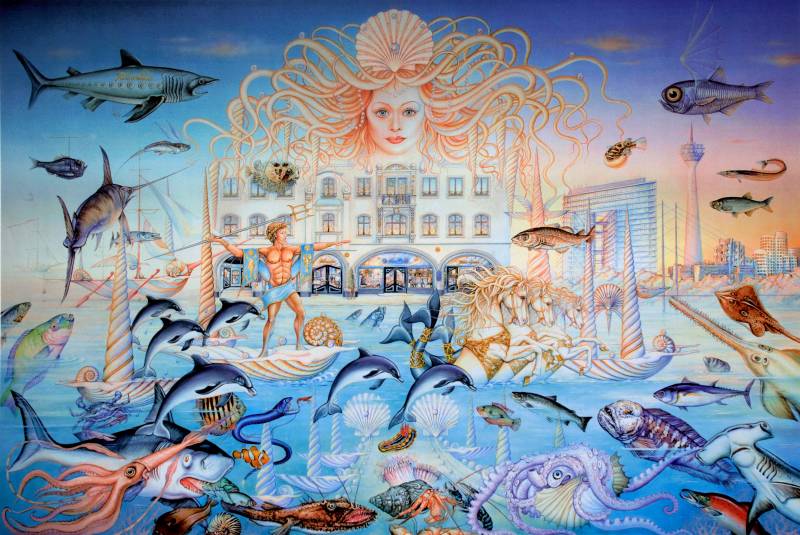 DÜSSELDORF, FISCHHAUS-POSEIDON PARADIES - Acryl-Öl auf Leinwand, 300x500 cm, 2005