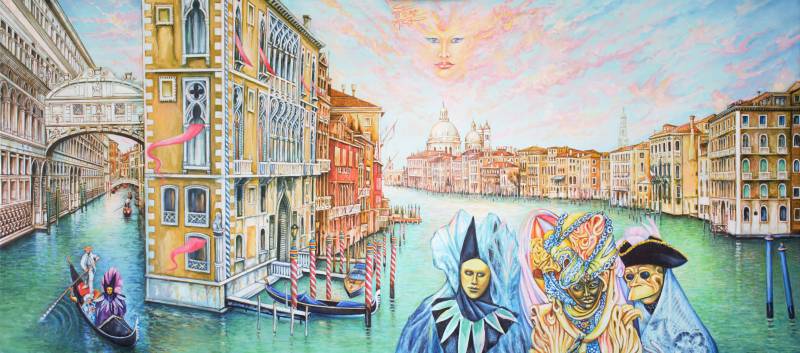 VENEDIG KARNYVAL - Acryl auf Leinwand, 80x180 cm, 2020