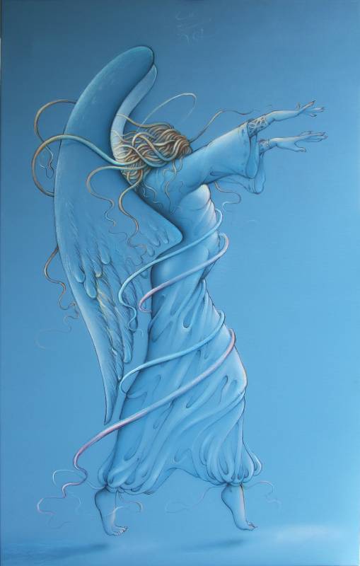 DER BLAUE ENGEL II - Mischtechnik auf Leinwand, 100x70 cm, 2010