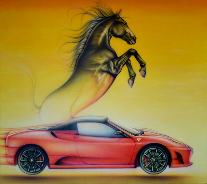 FERRARI - Mischtechnik auf Leinwand, 100x90 cm, 2009