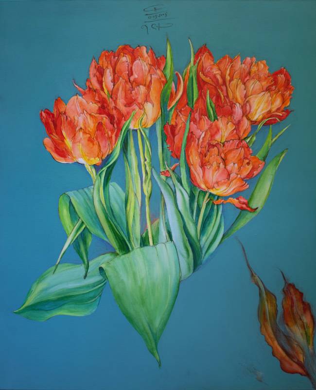 TULPEN - Mischtechnik auf Leinwand, 120x100 cm, 2008