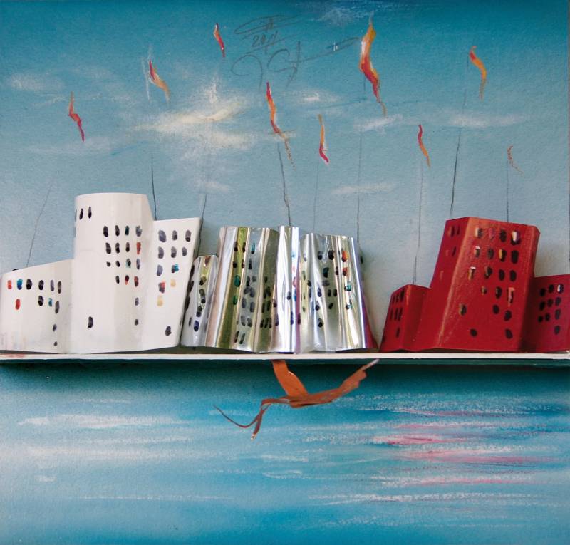 DÜSSELDORF HAFEN - Mischtechnik auf Leinwand, 40x40 cm, 2011